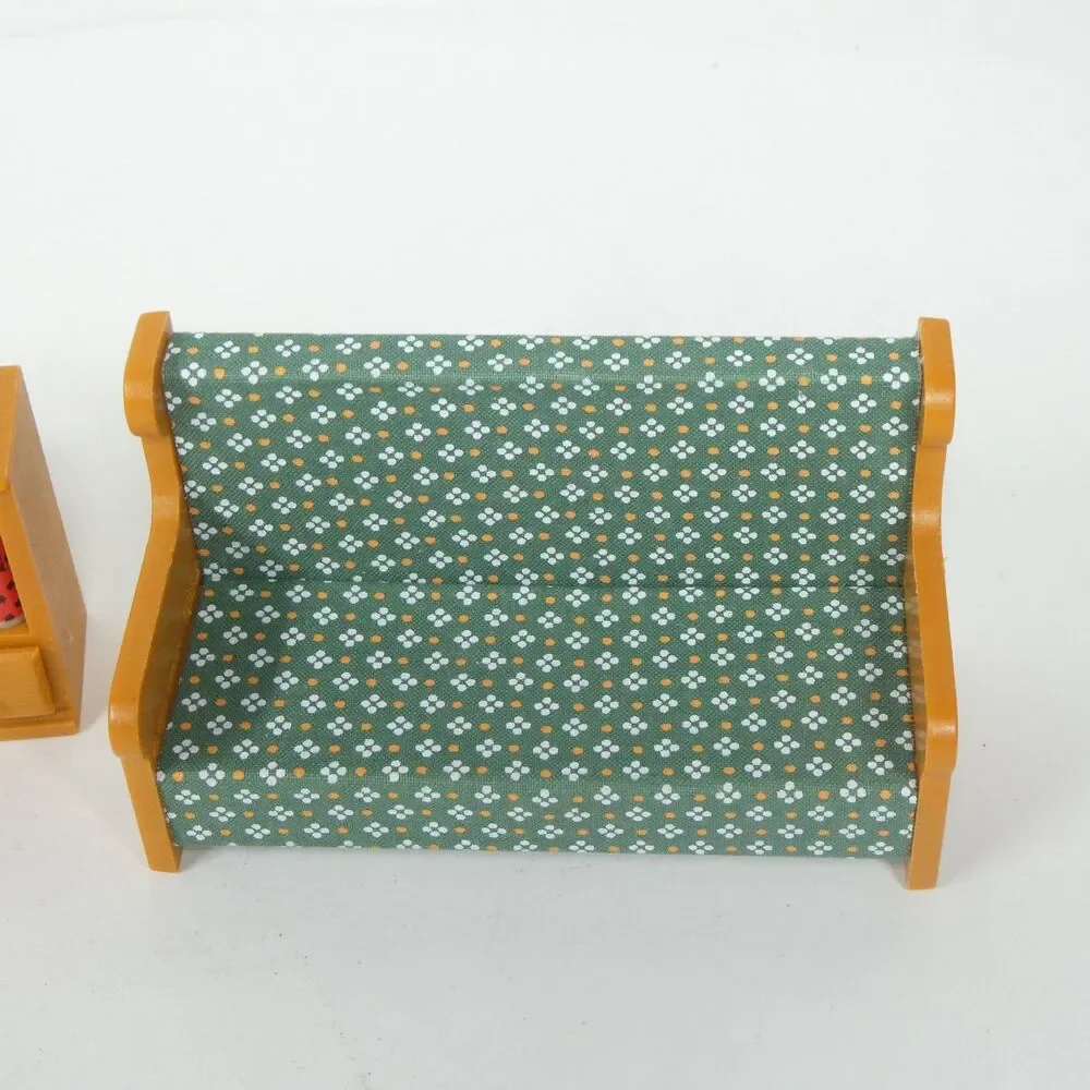 Calico Critters Bookshelf Books 1985 Green Sofa Couch Vintage Furniture Epoch